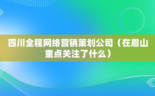 四川全程网络营销策划公司（在眉山重点关注了什么）