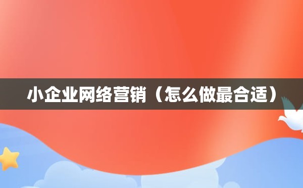 小企业网络营销（怎么做最合适）