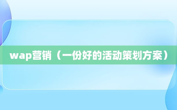 wap营销（一份好的活动策划方案）