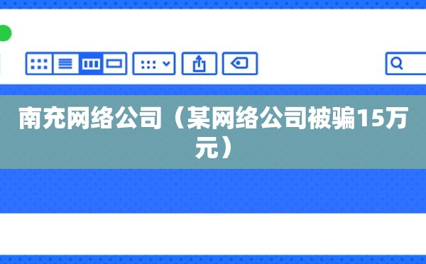 南充网络公司（某网络公司被骗15万元）