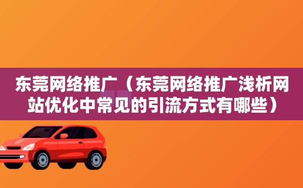 东莞网络推广（东莞网络推广浅析网站优化中常见的引流方式有哪些）