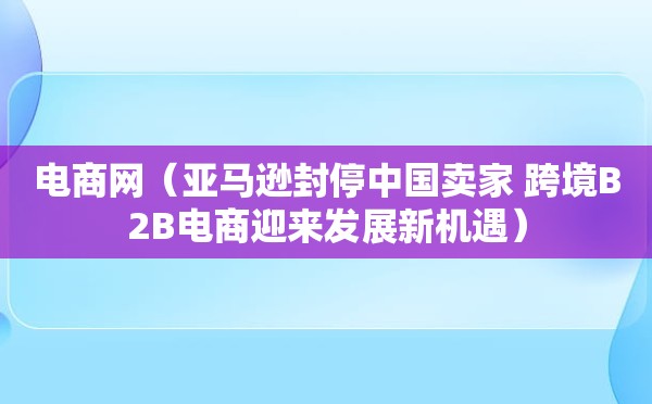 电商网（亚马逊封停中国卖家 跨境B2B电商迎来发展新机遇）