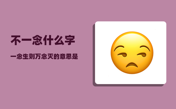 不一念什么字_一念生则万念灭的意思是什么