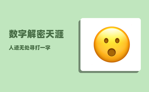 数字解密_天涯人迹无处寻打一字